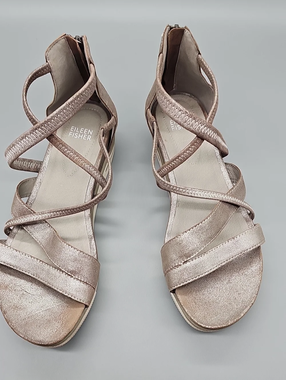 Eileen Fisher Metallic Blush Strappy Sandals